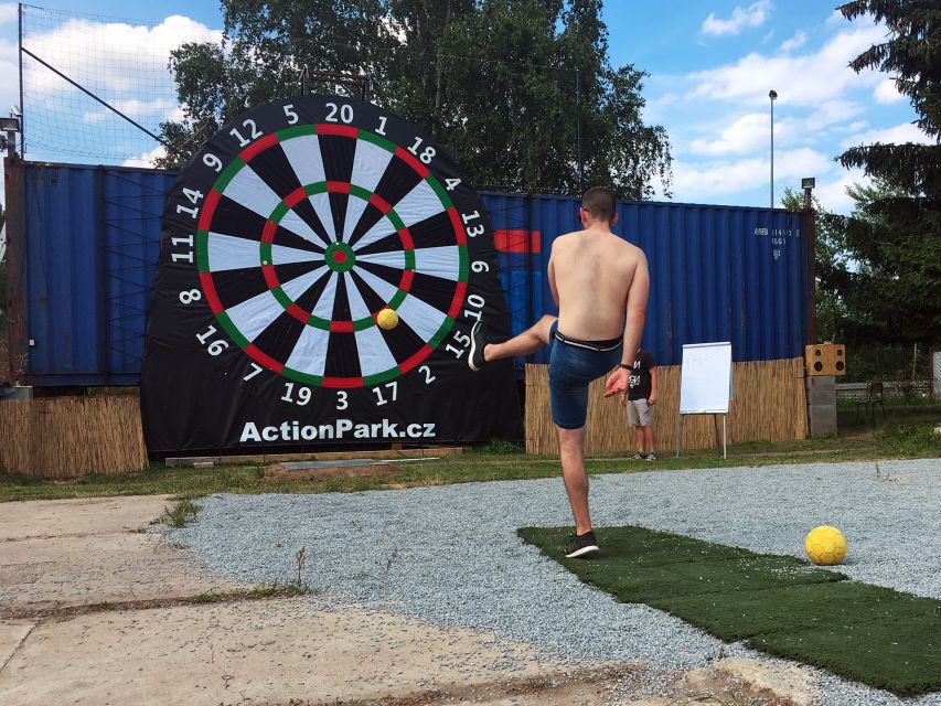 Prague: Giant Football Darts Game With Round of Beers & BBQ - Pickup and Venue