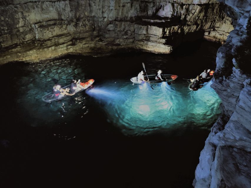 Pula: Blue Cave Illuminated Clear-Bottom Kayak Night Tour - Inclusions and Equipment