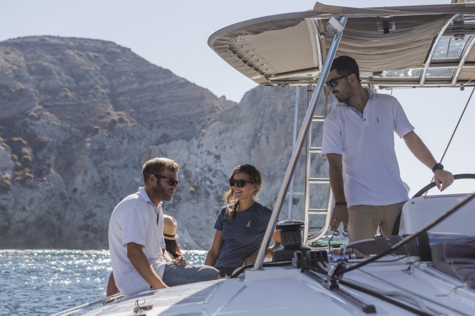 Santorini: Classic Catamaran Cruise With Meal & Open Bar - Inclusions and Amenities