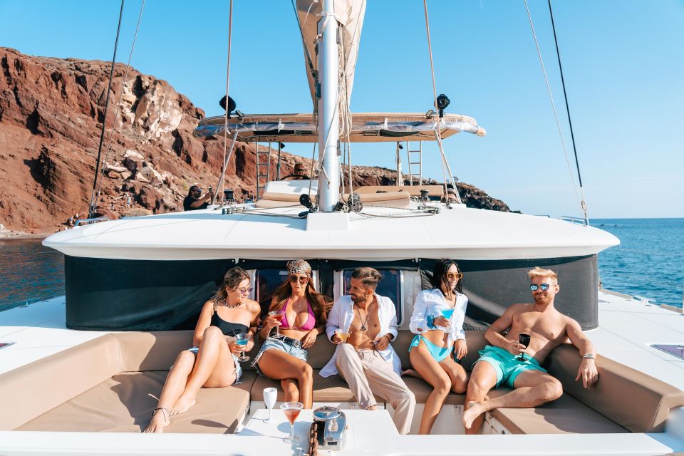 Santorini: Luxury Catamaran Cruise With Lunch, BBQ & Drinks - Included Amenities