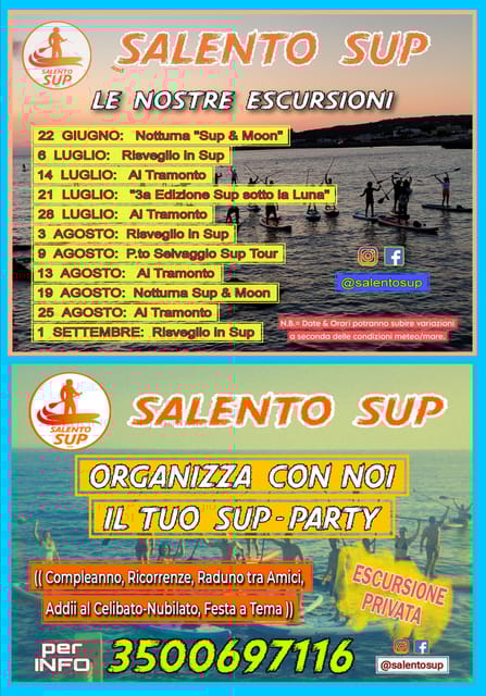 SUNSET SUP TOURS IN SALENTO - Itinerary Highlights