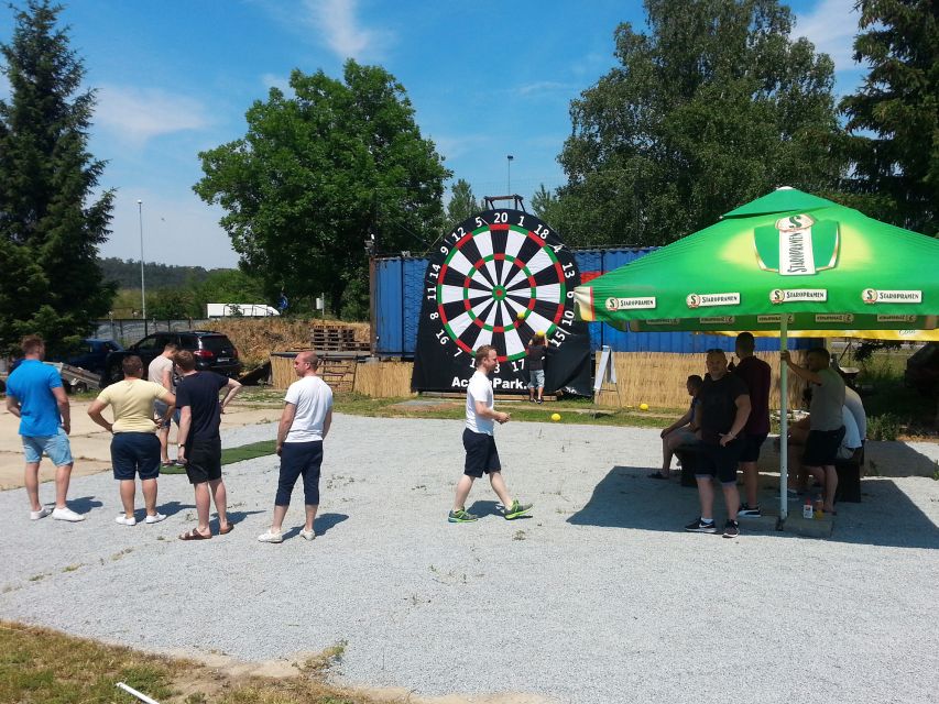 Prague: Giant Football Darts Game With Round of Beers & BBQ - Giant Foot Darts Game