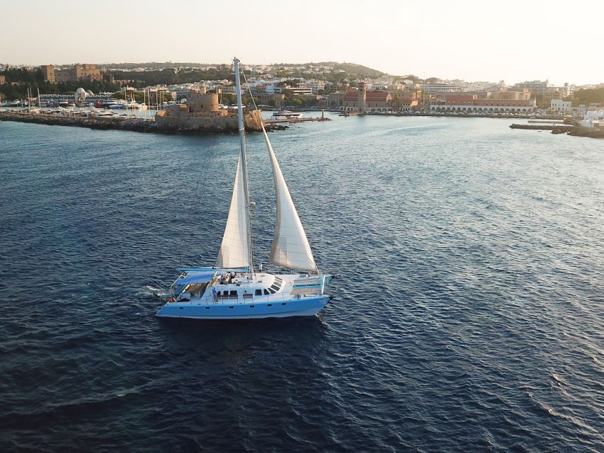 Rhodes: Catamaran Cruise With Snacks, Wine & Sunset Viewing - Sunset Viewing