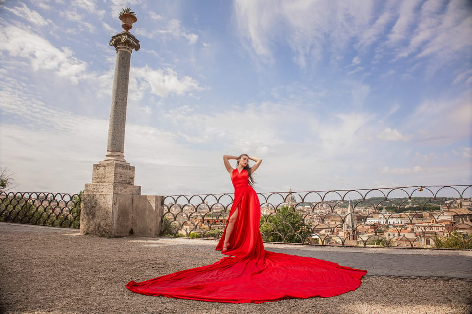 Rome: Flying Dress Photoshoot at Pincio and Villa Borghese - Photography Services