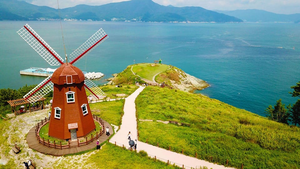 From Busan: Geoje Mudflat Experience and Korean Gourmet Food - Scenic Windmill Viewpoint