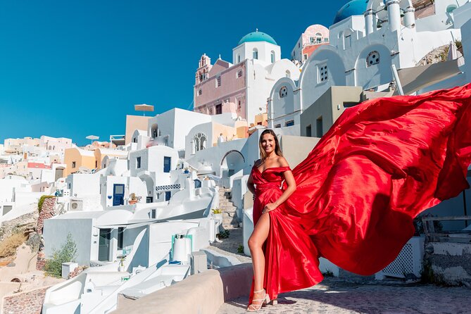 Photoshoot in Flying Dresses in Santorini  - Suggested Packing and Comfort Tips