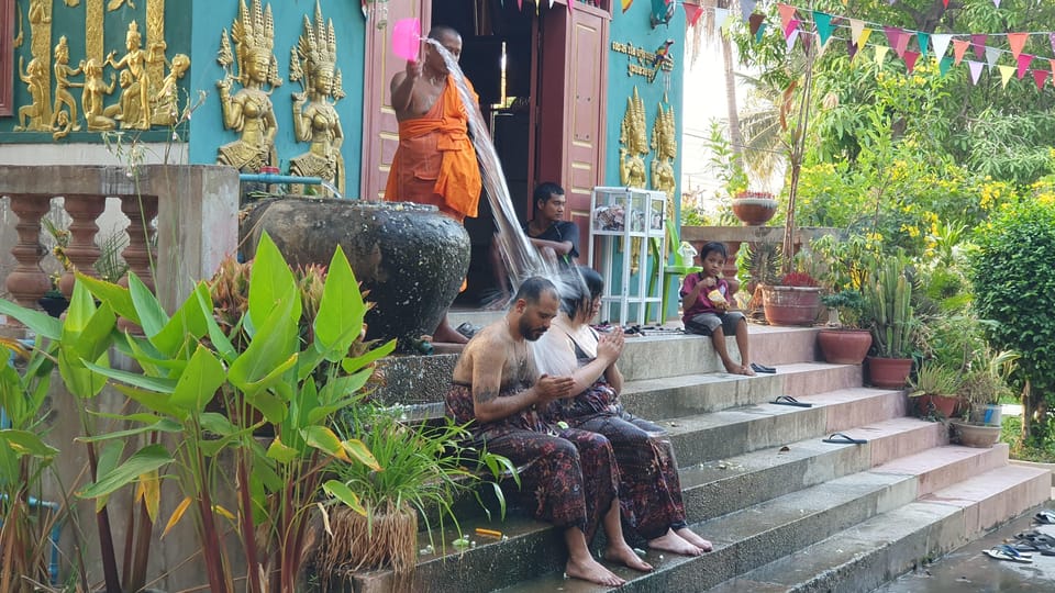 Siem Reap Cambodian Buddhist Water Blessing and Local Market - Preparing for the Ceremony