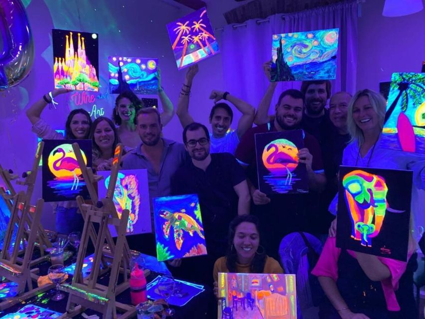 Barcelona: Fluorescent Paint and Wine Workshop - Creativity and Relaxation