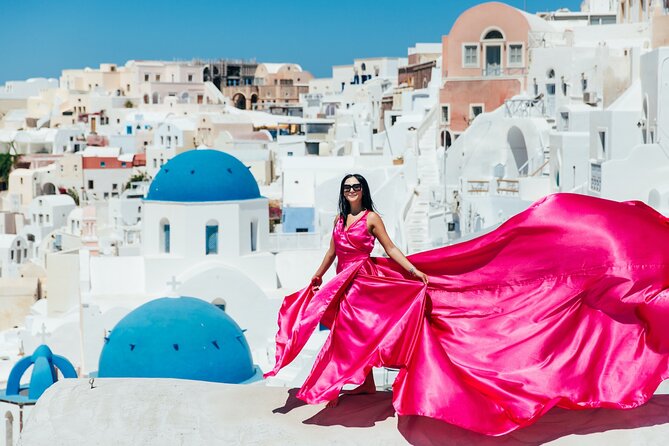 Photoshoot in Flying Dresses in Santorini  - Photoshoot Pricing and Inclusions