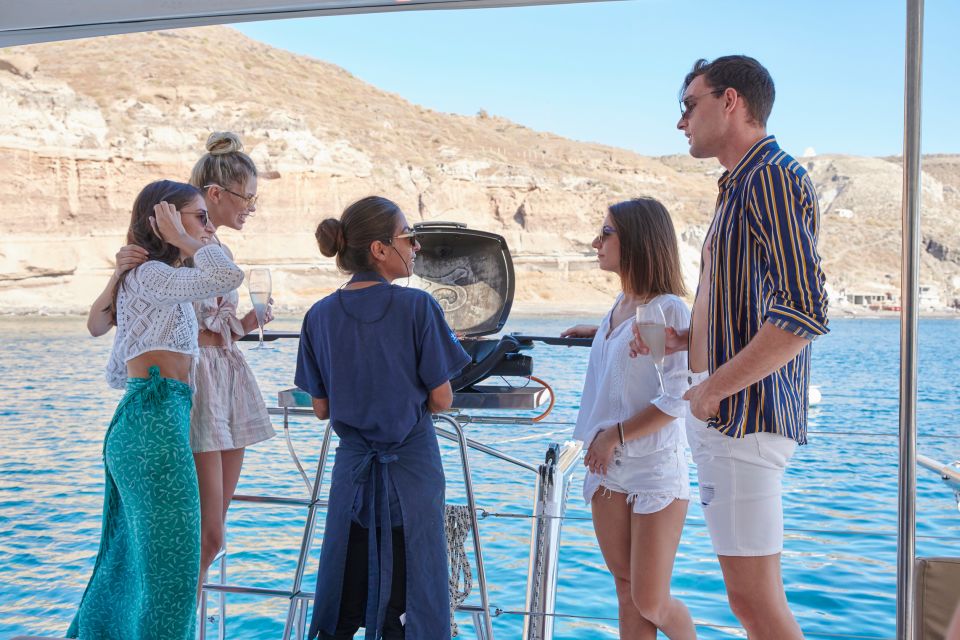 Santorini Gold Catamaran Cruise With Snorkel, BBQ & Open Bar - Cancellation Policy