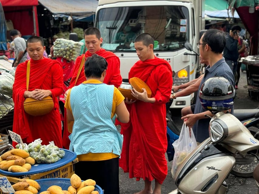 Walk With Monks Collecting Alms - Exploring Saenfang Temple