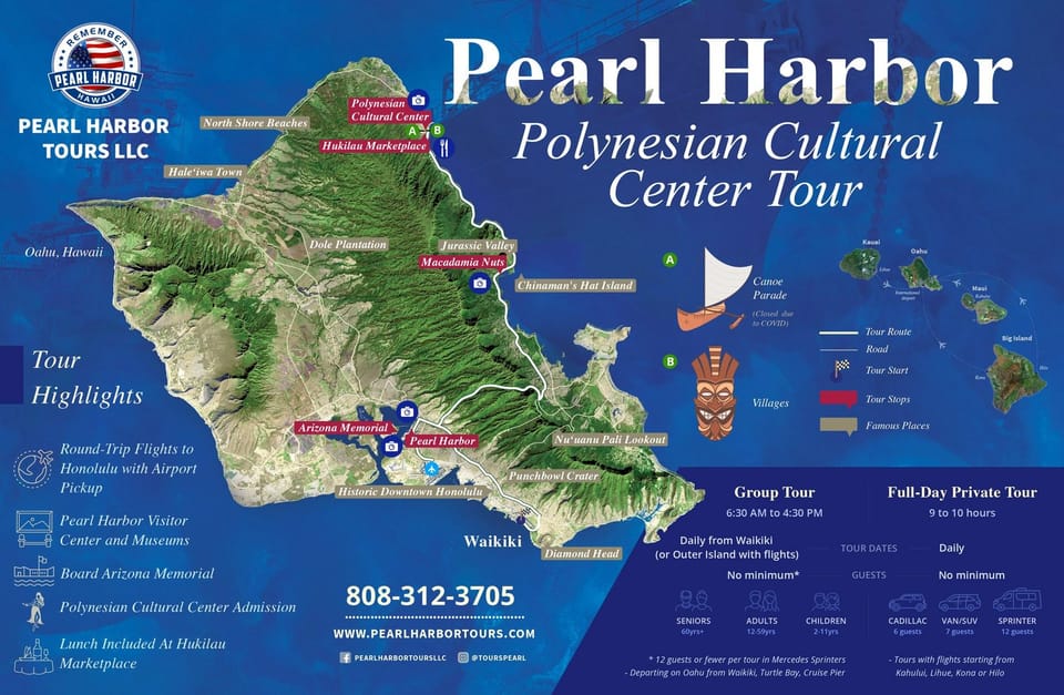 Big Island: Polynesian Cultural Center & Pearl Harbor Tour - Visiting Pearl Harbor