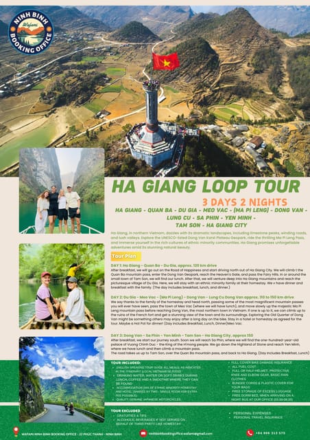 Ha Giang Loop Tour 3 DAYS 2 NIGHTS - Inclusions