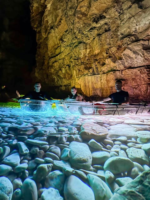 Pula: Sunset/Night Illuminated Transparent Kayak Cave Tour - Itinerary