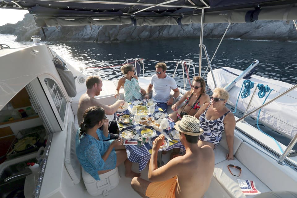 Santorini: Private Catamaran Cruise With Food & Drinks - Frequently Asked Questions