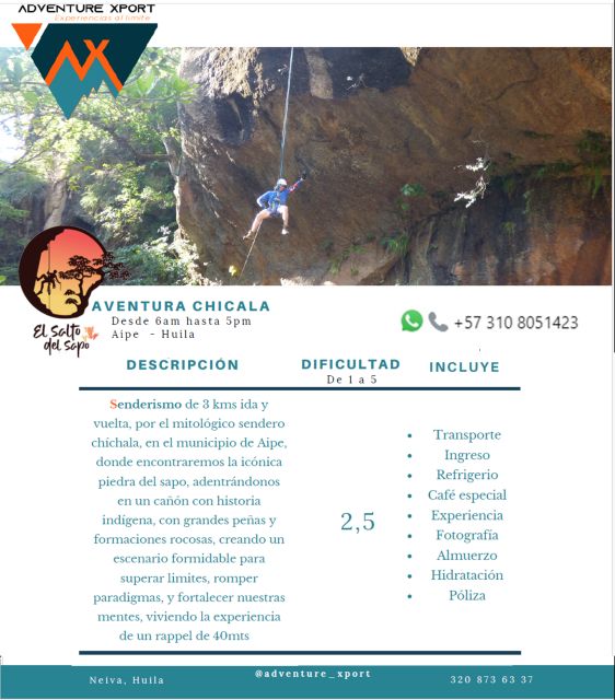 Adventure El Fraile, Cañón Ídolos and Chicalá: Trail and Rappel - Key Points