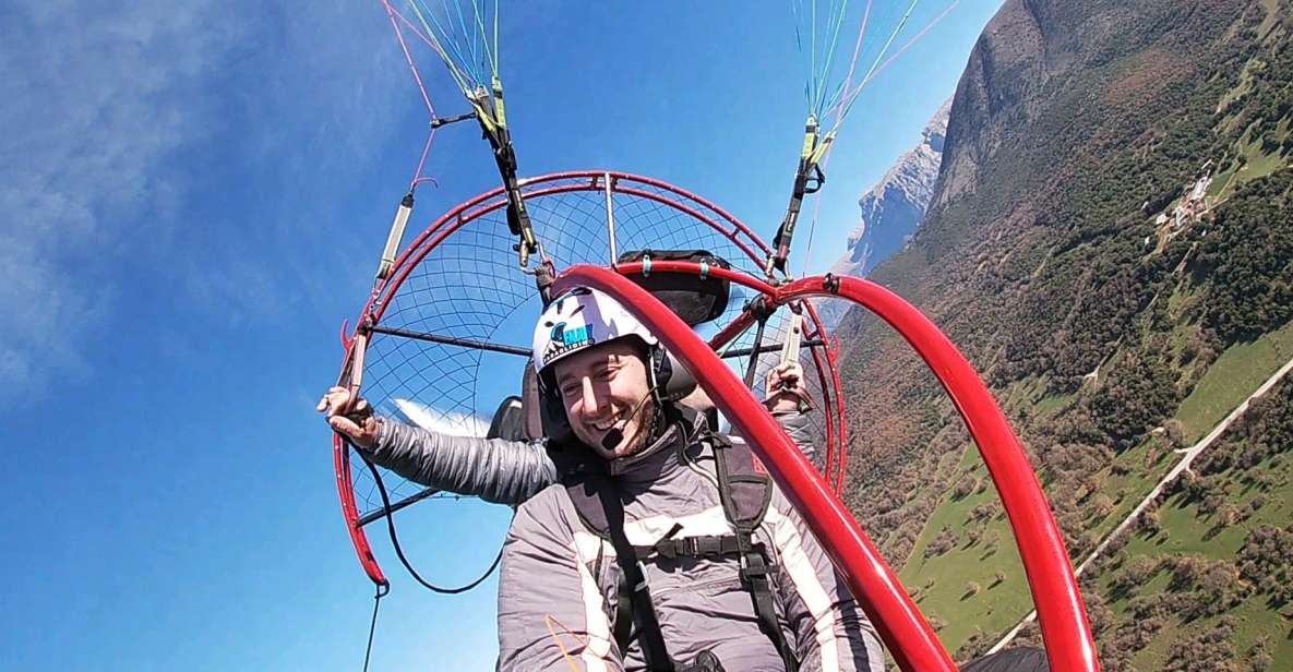 Tandem Flight With Paramotor From Above Ioannina Zagori - Key Points