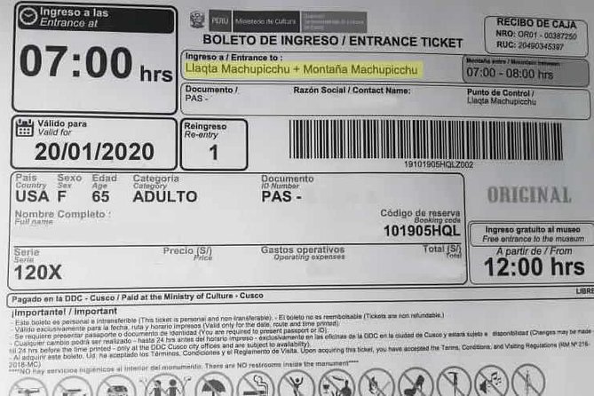 Buy Your Machu Picchu Mountain Ticket - Ticket Information