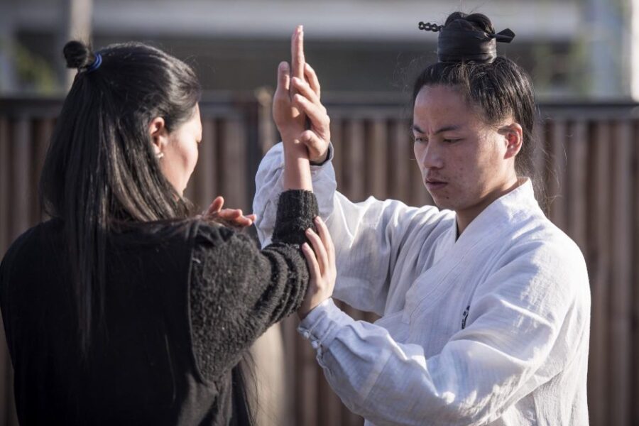 Chinese Kungfu Class in Old Temple Beside Forbidden Ci