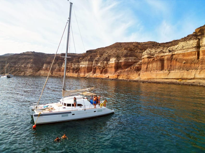 Santorini: Catamaran Cruise With Greek BBQ and Drinks