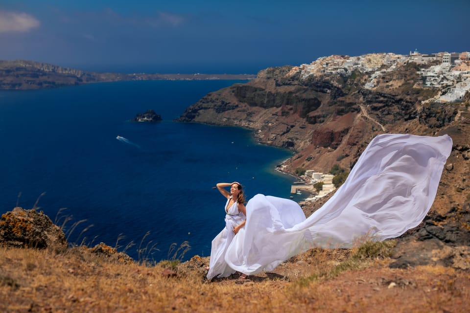 Santorini: Flying Dress Photoshoot With Caldera Backdrop - Overview and Pricing