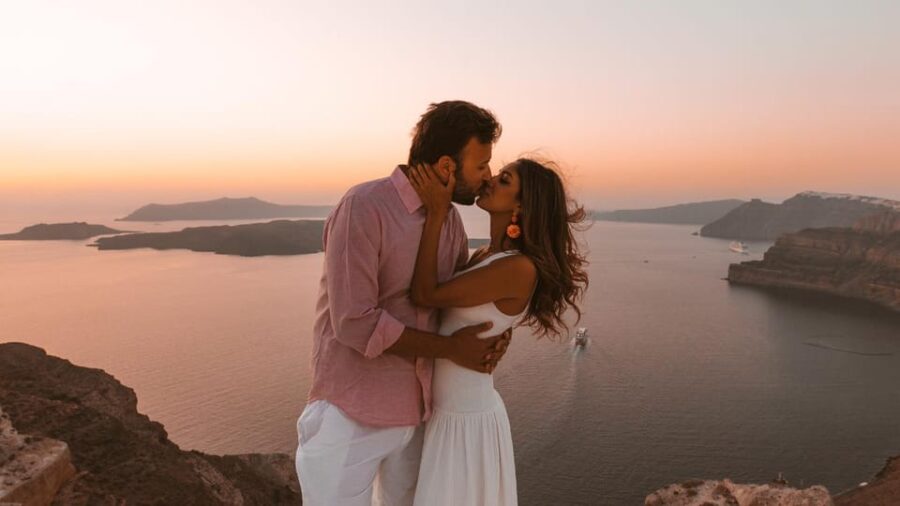 Santorini Photoshoot With Blue Domes & Caldera View