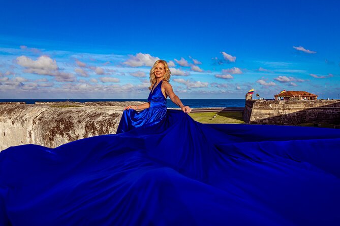 Flying Dress Photo Session in Cartagena - Donning the Ethereal Dress