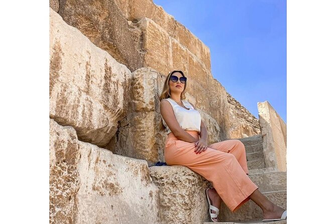 Giza Day Tour to Giza Pyramids, Sphinx, Saqqara and Memphis - Exploring the Sphinx