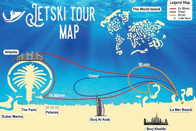 Jet Ski Tour Dubai: La Mer - Burj Al Arab- Atlantis for 1h 30min - Booking and Pricing Information
