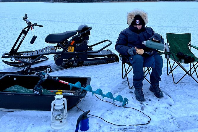 PRIVATE Ice Fishing Snow Scooters 3 Course Lunch in a Glass Igloo - Delightful Lunch Setting