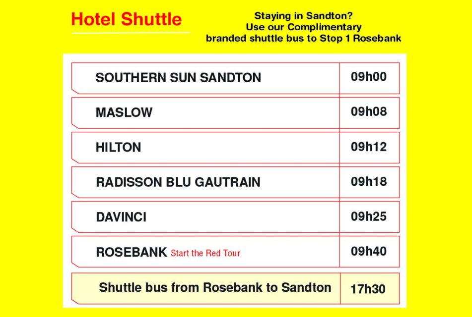 Johannesburg: Hop-On Hop-Off Bus With Optional Soweto Tour - Logistics and Accessibility