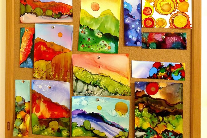 Alcohol Ink Landscape Art Class in Estes Park - Creativity and Artwork