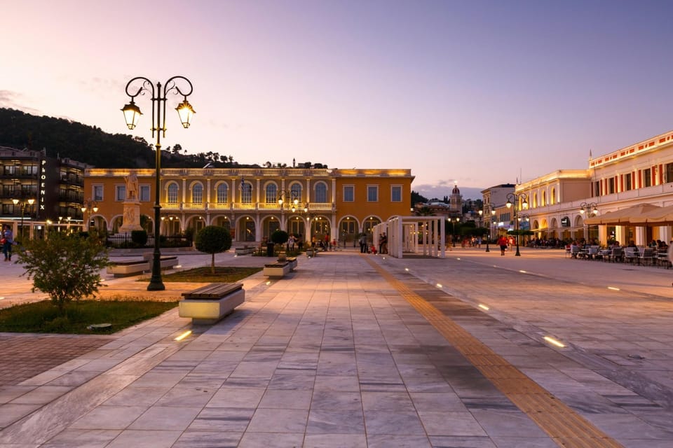 Zakynthos City Tour by Night With Transfer and Dinner - Solomos Square