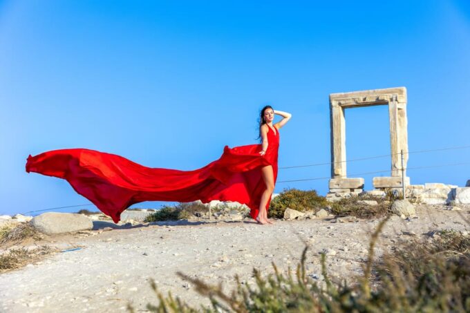 Naxos Flying Dress Photo Shooting - Iconic Locations