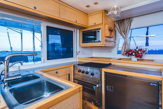 5-Hour Private 45 Luxury Catamaran 2-Stop Tour W/ Food, Open Bar & Snorkeling