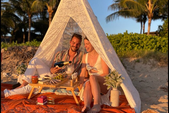 Charcuterie Board and Sunset on Pristine Beach With Photos