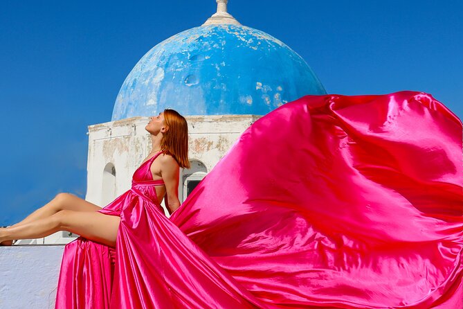 Flying Dress Photoshoot Experience in Santorini