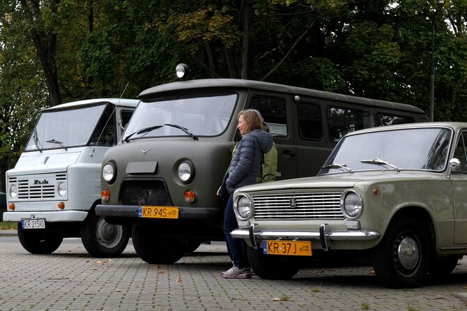 Krakow: Nowa Huta Retro Cars Ride & Kombinat Offices With Shelter Guided Tour