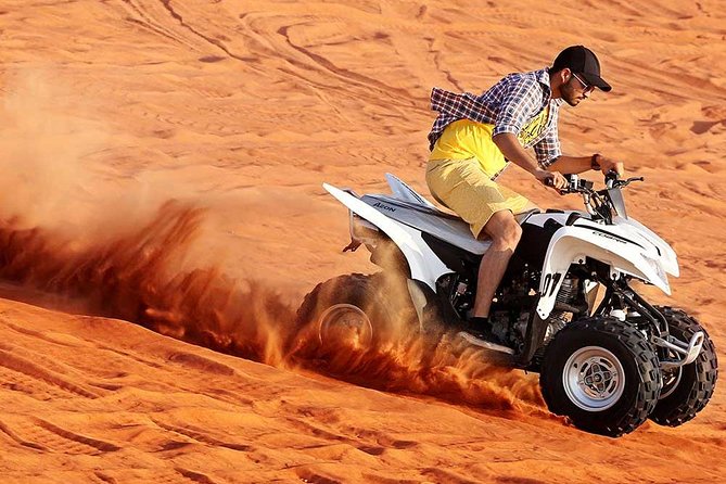 Morning Red Dunes Desert by Quad Bike, Dune Bashing, Camel Ride & Sandboarding
