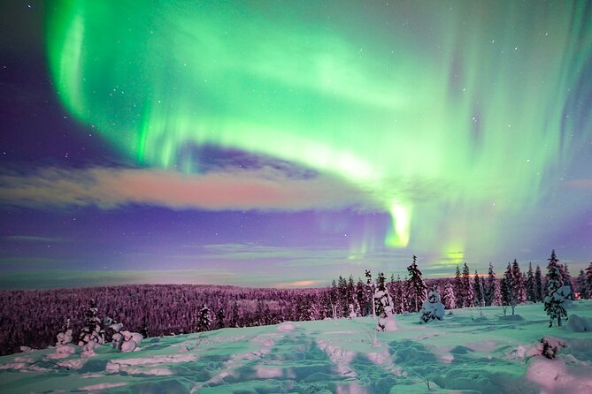 Night Snowshoeing Adventure Under the Northern Lights