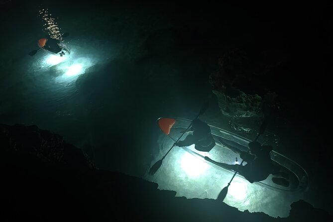 Private Night Tour in Blue Cave on a Clear-Bottom Kayak