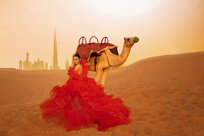 VIP Dubai Desert Safari Camel Ride, Sand Ski, Live BBQ Dinner
