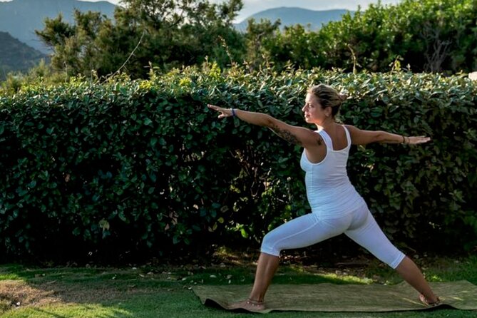 Yoga Lesson on the Lawn by the Pool in Villasimius
