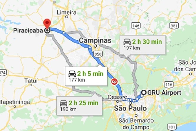 Taxi Transfer Executive GRU Airport to Piracicaba, SP - Meeting Point