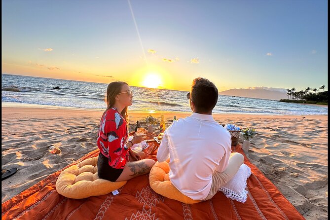 Charcuterie Board and Sunset on Pristine Beach With Photos - Picnic Setup Details
