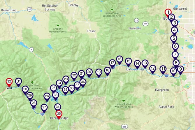 Smartphone Driving Tour Between Boulder and Vail / Breckenridge - Booking and Confirmation