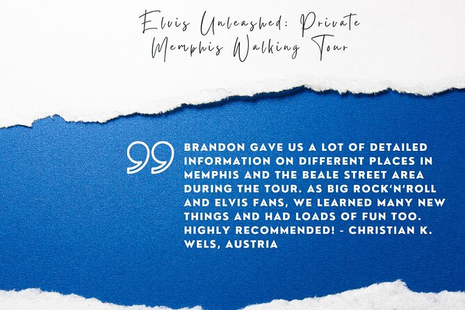 Elvis Unleashed: Private Elvis Walking Tour - Pricing and Inclusions