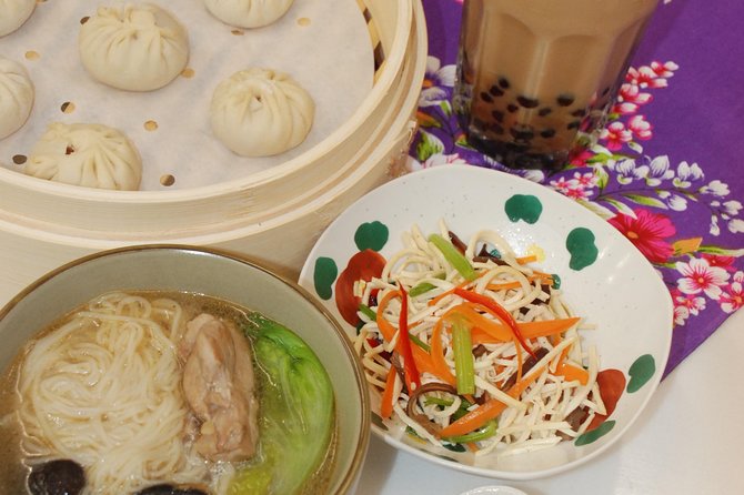 Taiwan Traditional Delicacies Experience, Xiao Long Bao, Chicken Vermicelli With Mushroom and Sesame Oil, Tofu Strips Salad, Bubble Milk Tea. - Accessibility Features