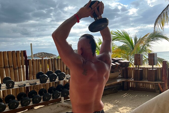 Beach Gym Workout on the World Famous 7 Mile Beach in Negril - Paddle Board Usage