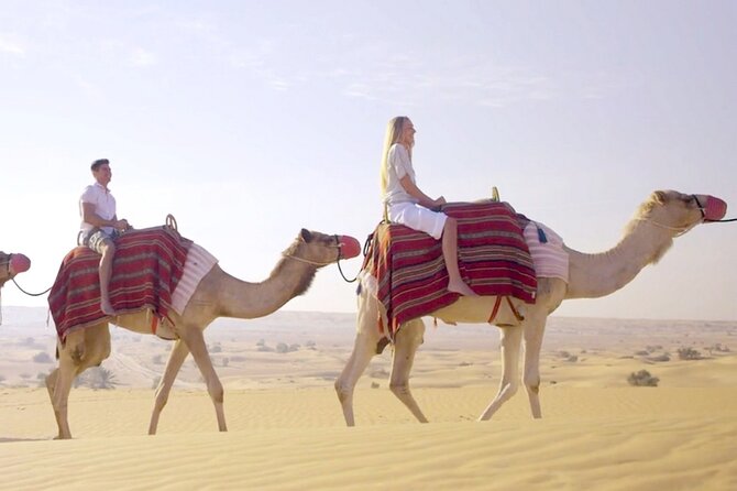 Morning Red Dunes Desert by Quad Bike, Dune Bashing, Camel Ride & Sandboarding - Sandboarding Fun